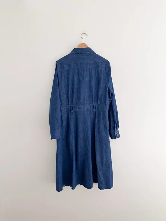 Sezane Gwen Denim Dress Organic Cotton Button Front Midi French Girl Classic 12 - Picture 9 of 11